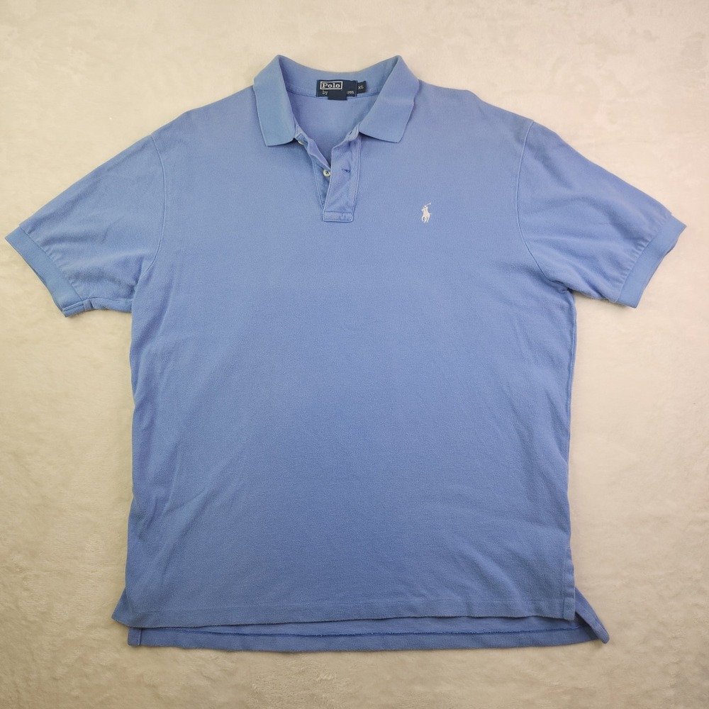 Vintage 90s Polo Ralph Lauren Shirt Mens XL Carolina Blue Periwinkle Pique Pony